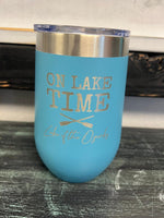 12 Oz On Lake Time Tumbler - Wine Glass