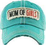 Vintage Patch Hat - Mom of Girls (Teal)