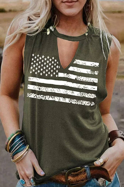 USA Flag Cut-out Tank Top 13MD-LC2566082