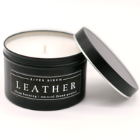 8oz Leather Soy Candle