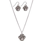 Paw print pendant with the matching earrings