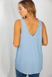 Steel Blue Sleeveless Solid Knit Reversible Top White Birch