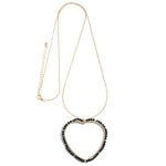 Long Necklace Featuring Beaded Heart Pendant