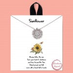 Silver Sunflower Short Metal Necklace Pendant