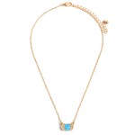 Turquoise Dainty Gold Chain Necklace Featuring Semi-Precious Pendant