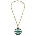 Green Chain Link Necklace With Pendant