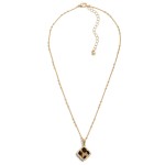 Leopard Chain Link Necklace Featuring Clover Charm