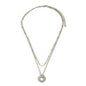 Layered Chain Link Metal Tone Necklace Featuring Textured Ring Pendant