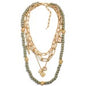 Grey Layered Chain Link Necklace Featuring Wooden Beads And Charms