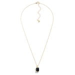 Black Chain Length Necklace Featuring Square Rhinestone Pendant