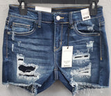 Judy Blue Mid Rise Patch Cuff Off Shorts