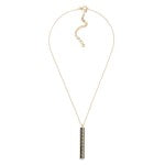 Jet/gray Chain Link Necklace Featuring Metal Studded Bi-Colored Enamel Bar Pendant