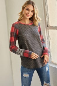 Classic yet Unique Buffalo Plaid Baseball Pullover Lovely Melody