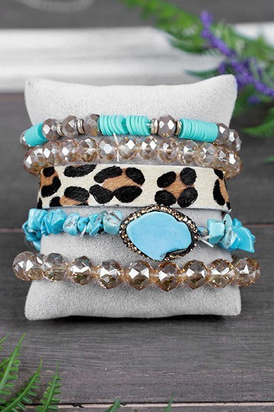 Turquoise Leopard Stacked Bracelets