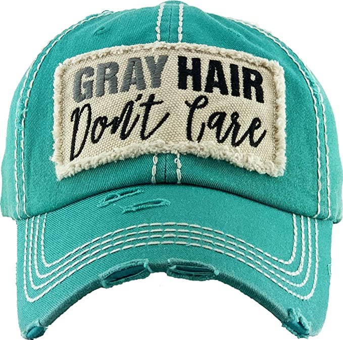 Vintage Patch Hat - Grey Hair Don't Care (Turquoise)