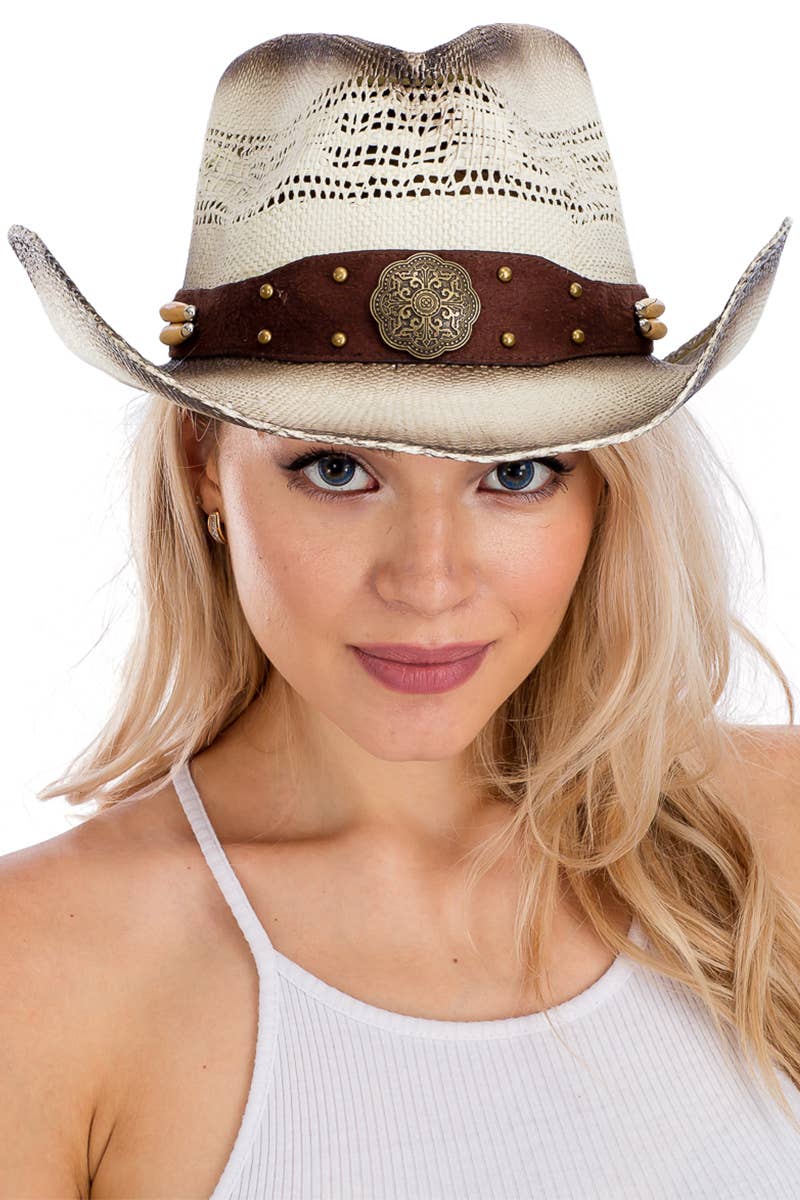 Mandala Emblem Belt Ombre Burnt Cowboy Hat