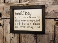 sweet boy Framed Sign, Nursery Decor Sign