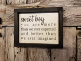 sweet boy Framed Sign, Nursery Decor Sign