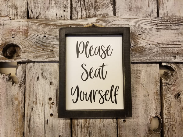 Please Seat Yourself Framed Sign, Cute Bathroom Decor Sign
