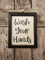Wash Your Hands Framed Sign, Cute Bathroom Decor Sign