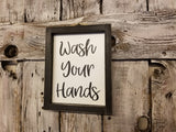 Wash Your Hands Framed Sign, Cute Bathroom Decor Sign
