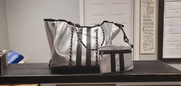 Silver Black Neoprene Bag