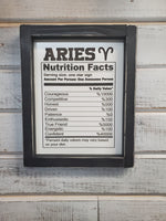 Zodiac Horoscope Sign - Funny Nutrition Facts