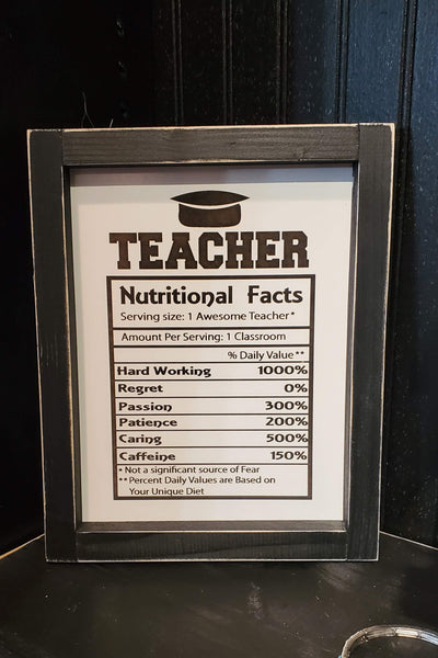 Teacher Wood Framed Sign 8x10