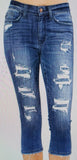 MID-RISE CONTRAST PATCH SKINNY CAPRI Jeans Judy Blue