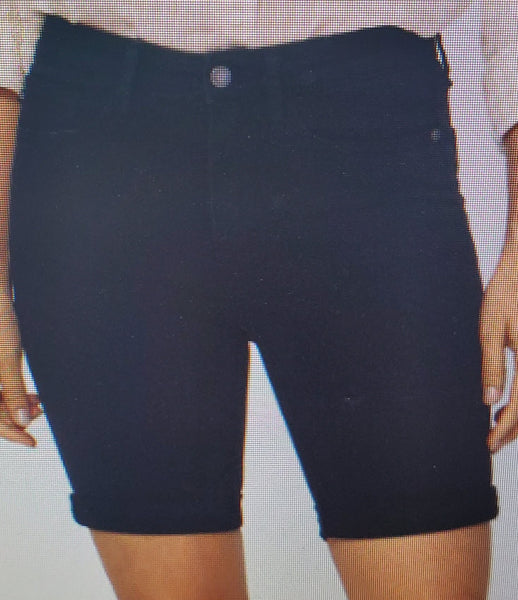 Black HIGH WAIST Hi-Rise Cuffed Bermuda Judy Blue