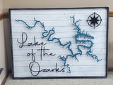 Lake of the Ozarks Map Framed Set Spaced Off