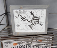 Lake of the Ozarks Map Framed Wood Sign