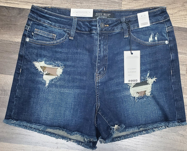 Judy Blue Dk Blue Camo Patch High Waist Shorts
