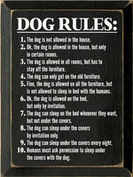 Dog Rules Funny Wood Sign