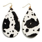 Textured Cow Print Teardrop Earrings