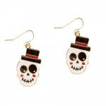 Halloween Metal Teardrop Earrings Featuring Jack-O-Lantern Details