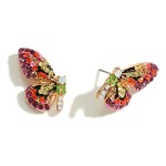 Multicolor Rhinestone Butterfly Stud Earrings