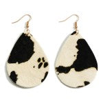 Teardrop Leather Animal Print Earring