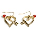 Cupid's Heart Earring Featuring Red Stone Accent