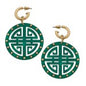 Green Acrylic Greek Keys Drop Earrings