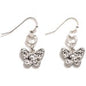 Silver Metal Multi-Texture Butterfly Drop Earrings