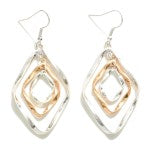 Twisted Linked Diamond Shape Drop Earrings