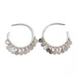 Silver Hoop Earrings With Metal Disc Tassels