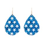Blue Glitter Star Drop Earrings