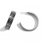 Silver Aztec Etched Hoop Earrings