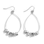 Silver Tone Beaded USA Drop Earrings Featuring Star Accents