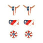 American Flag Bull and Flower Enamel Stud Earrings