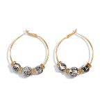 Black Gold Tone Hoops With Beads And Crystal Accents