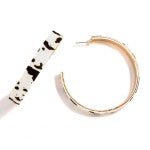 Animal Print Leather and Gold Tone Statement Hoop Earrings