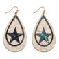 Cork and Metal Tone Star Teardrop Earrings